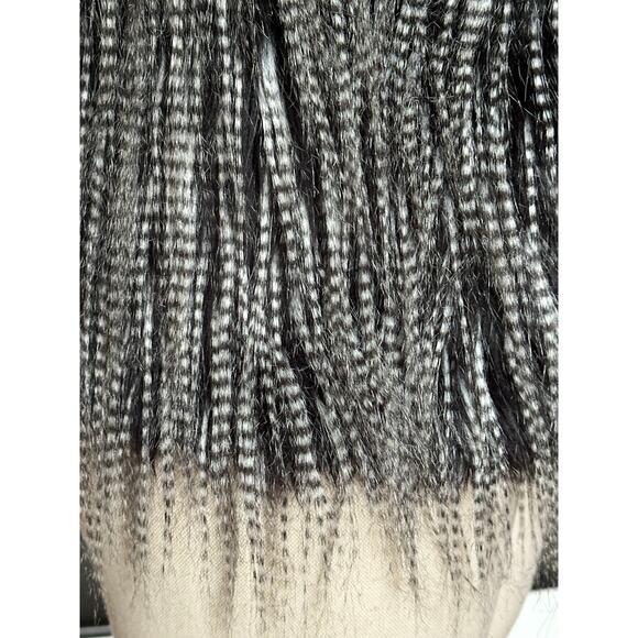 Forever 21 Faux Fur Vest Zebra Feather Apres Ski Bohemian Festival Fall Winter - Picture 6 of 11